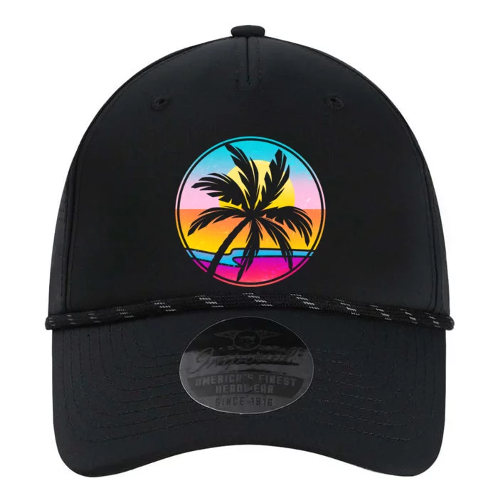 Retro Ocean Sun Palm Tree Emblem Performance The Dyno Cap