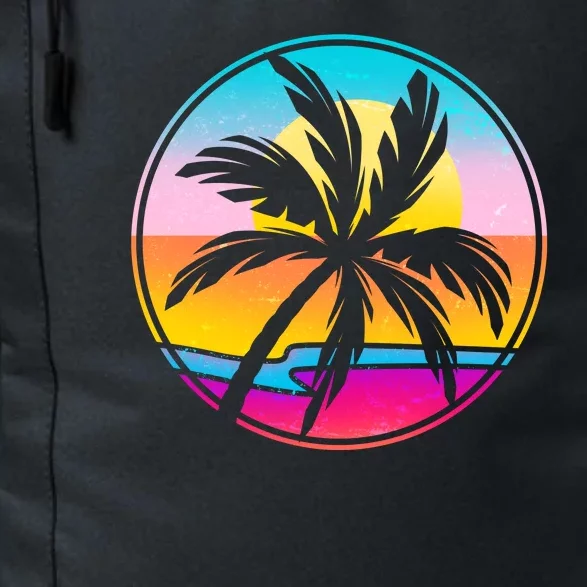 Retro Ocean Sun Palm Tree Emblem Daily Commute Backpack