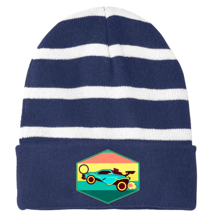 Retro Octane Rocket Soccer Vintage Striped Beanie with Solid Band