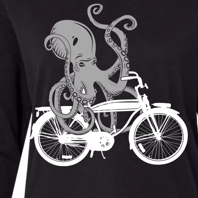 Retro Octopus Bike Womens Cotton Relaxed Long Sleeve T-Shirt