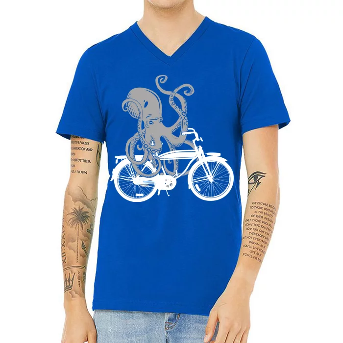 Retro Octopus Bike V-Neck T-Shirt