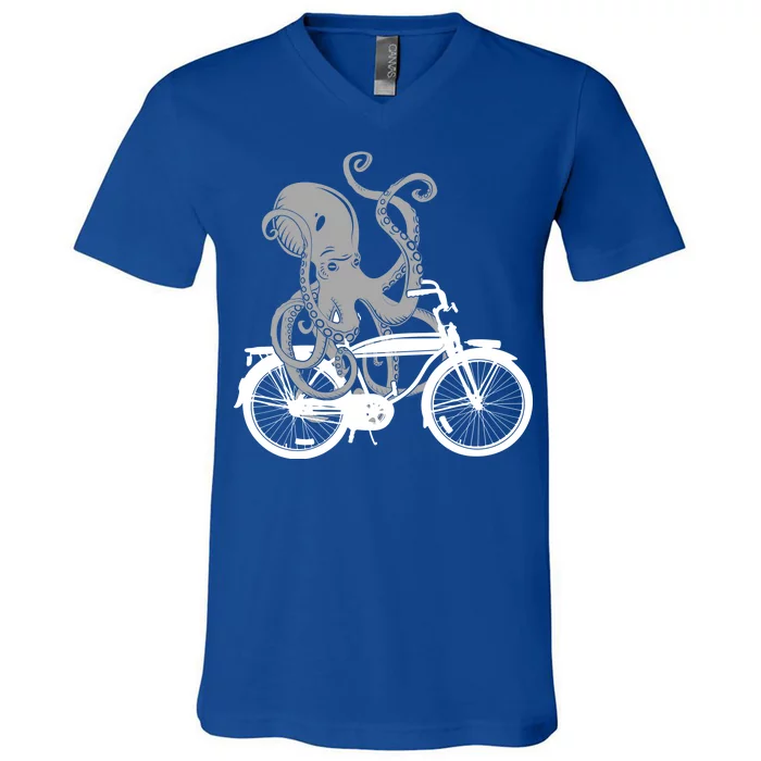 Retro Octopus Bike V-Neck T-Shirt