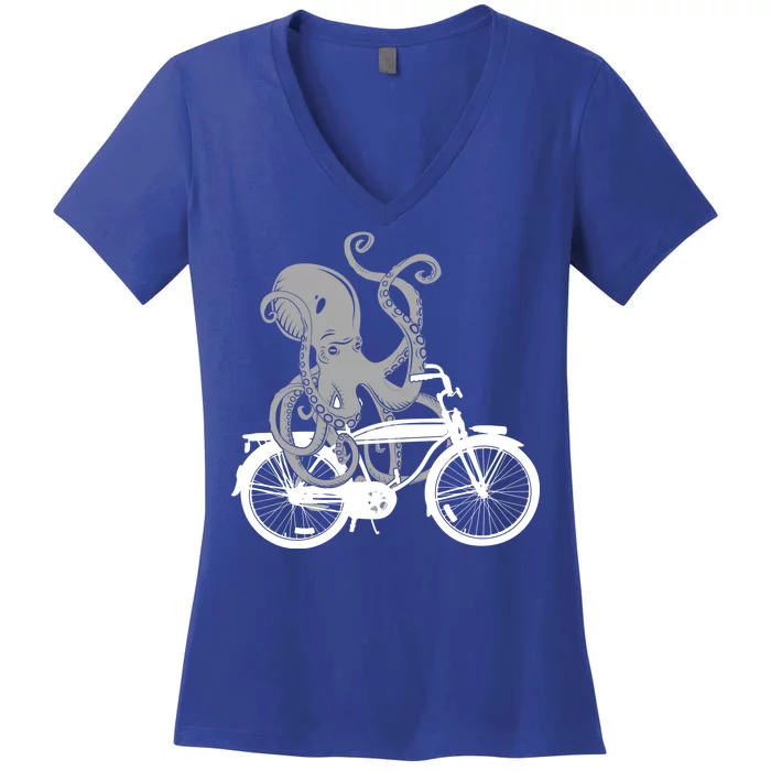 Retro Octopus Bike Women's V-Neck T-Shirt