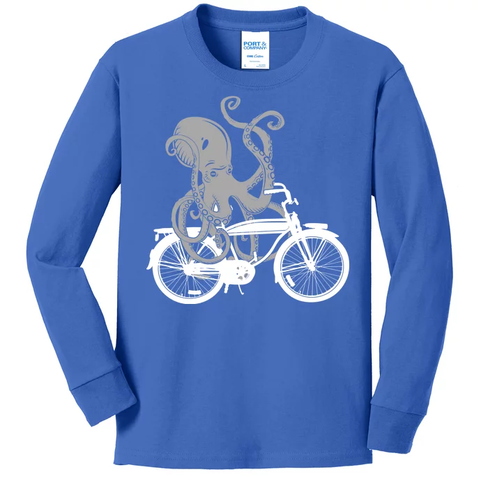 Retro Octopus Bike Kids Long Sleeve Shirt