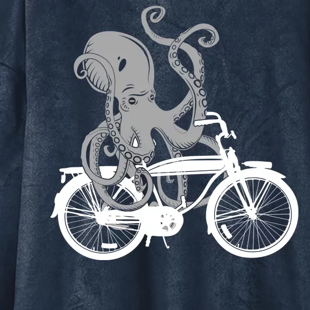 Retro Octopus Bike Hooded Wearable Blanket