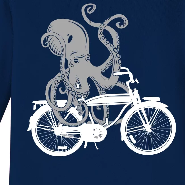 Retro Octopus Bike Baby Long Sleeve Bodysuit