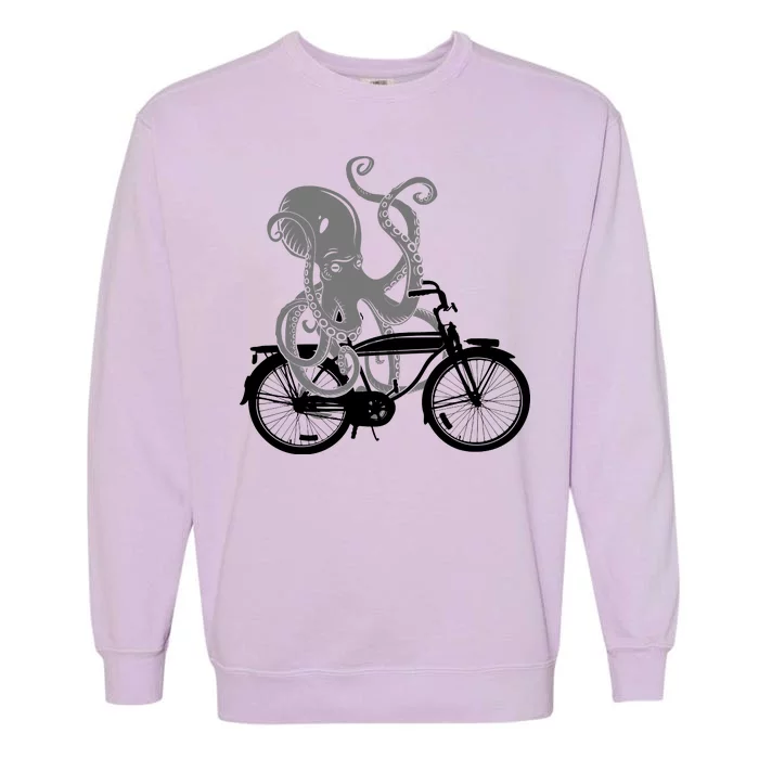 Retro Octopus Bike Garment-Dyed Sweatshirt