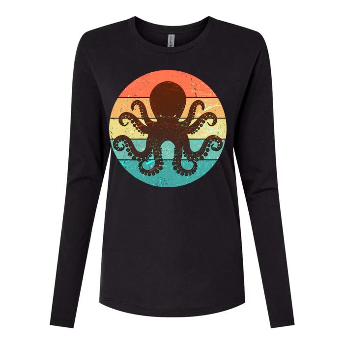 Retro Octopus Kraken Womens Cotton Relaxed Long Sleeve T-Shirt