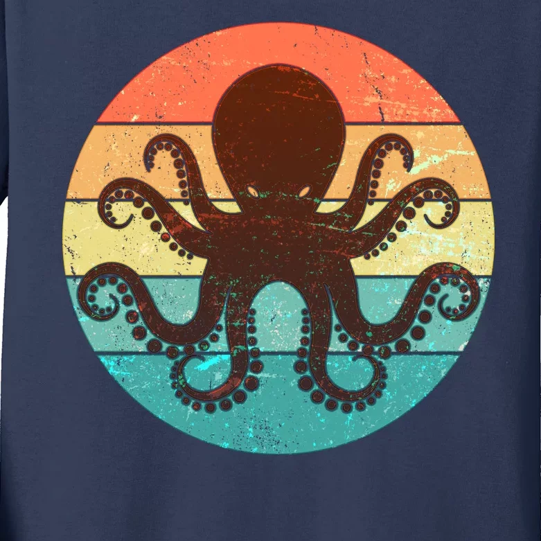 Retro Octopus Kraken Kids Long Sleeve Shirt