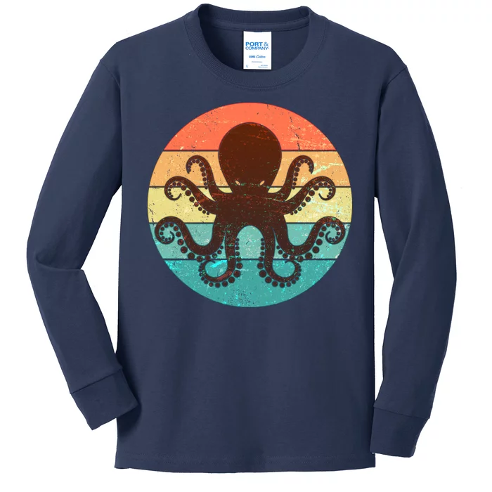 Retro Octopus Kraken Kids Long Sleeve Shirt