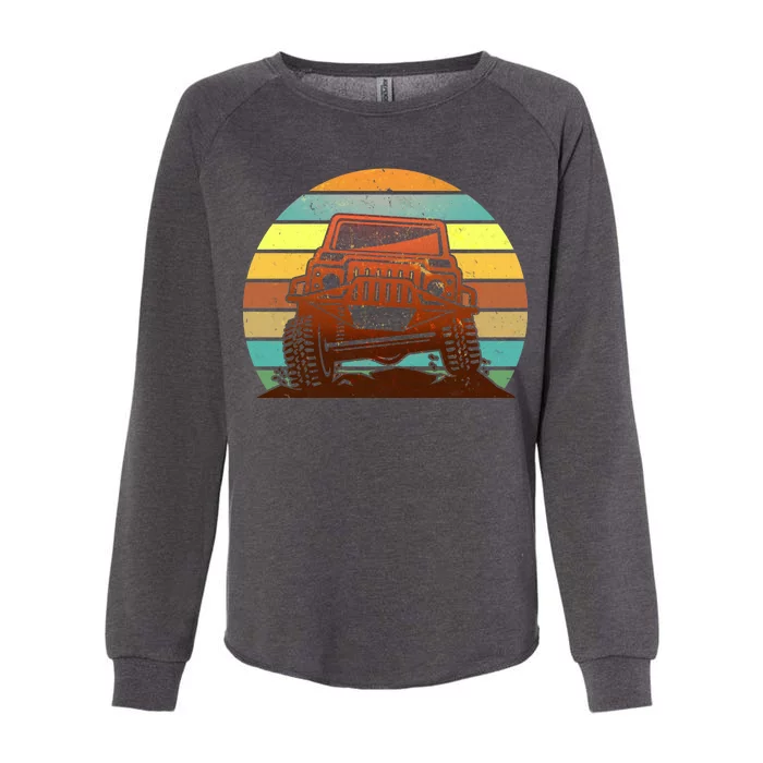 Retro Off Road Truck 4x4 Sunset Womens California Wash Sweatshirt