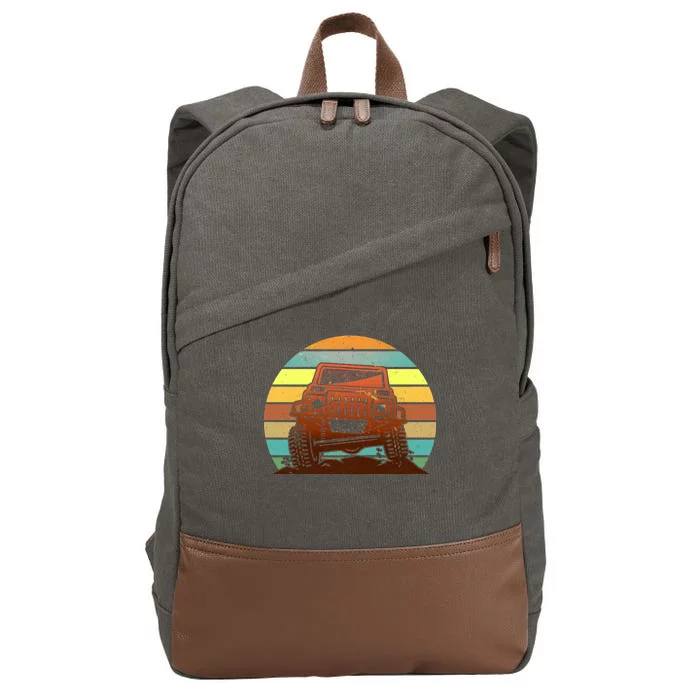 Retro Off Road Truck 4x4 Sunset Cotton Canvas Backpack