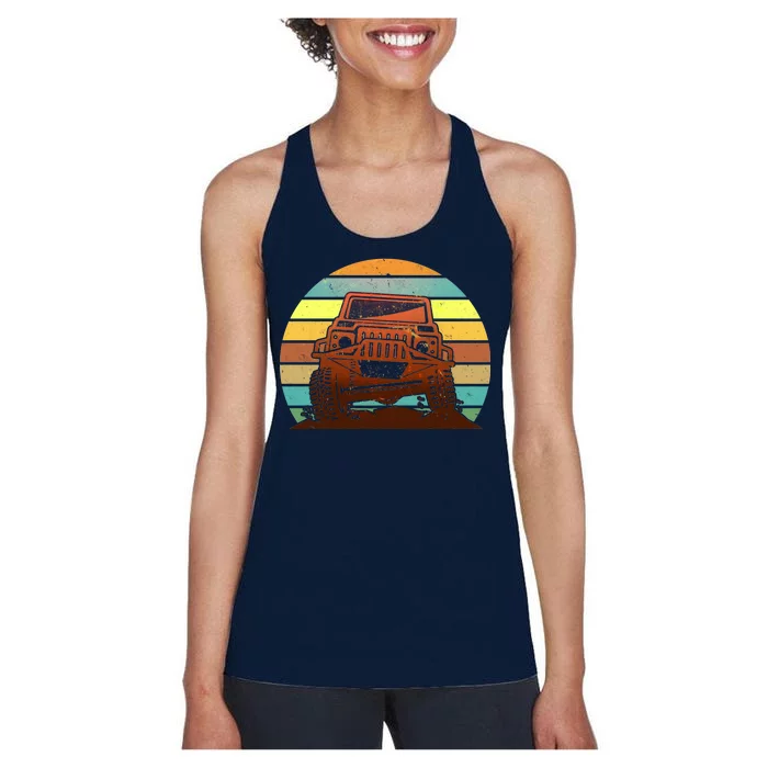 Retro Off Road Truck 4x4 Sunset Women's Racerback Tank