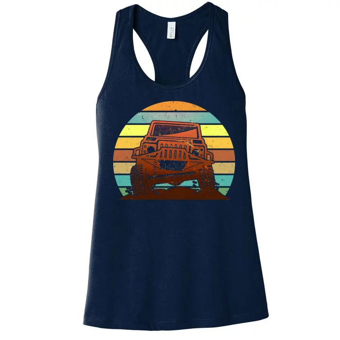 Retro Off Road Truck 4x4 Sunset Women's Racerback Tank