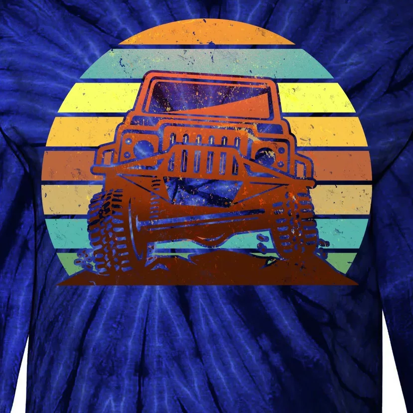 Retro Off Road Truck 4x4 Sunset Tie-Dye Long Sleeve Shirt