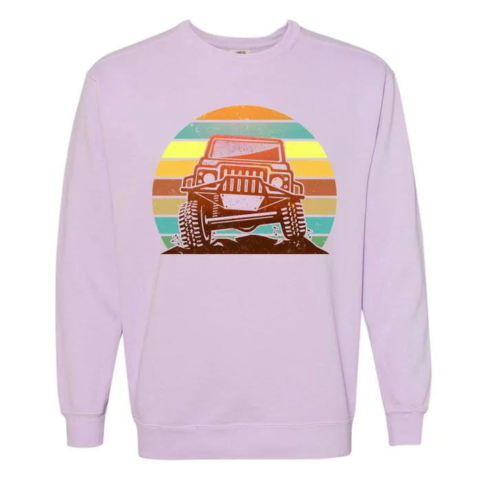 Retro Off Road Truck 4x4 Sunset Garment-Dyed Sweatshirt