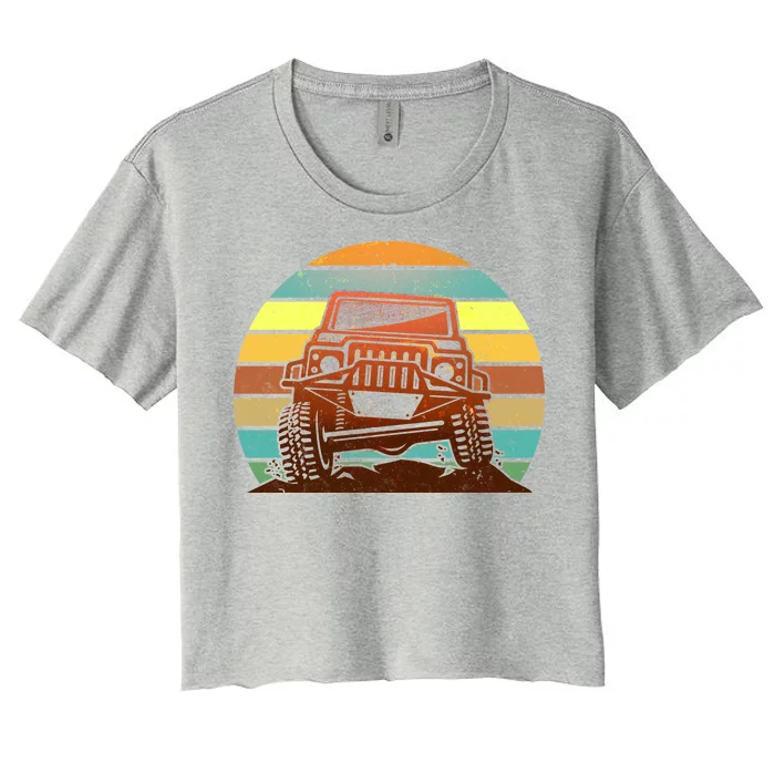 Retro Off Road Truck 4x4 Sunset Women's Crop Top Tee