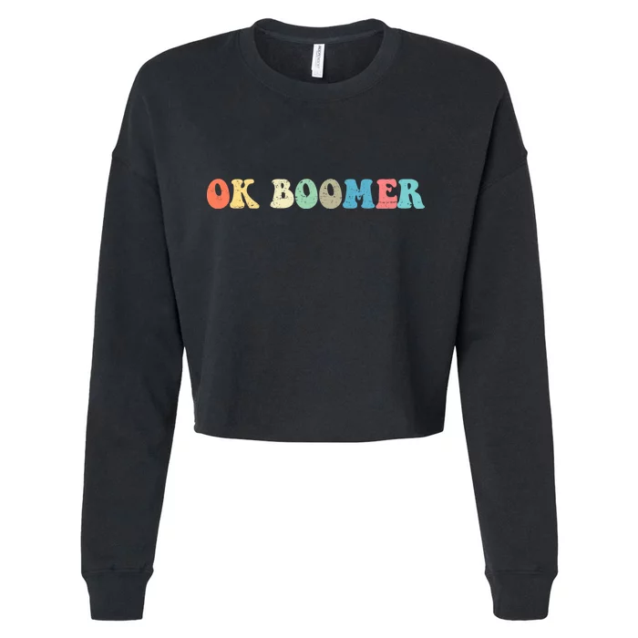 Retro Ok Boomer Cropped Pullover Crew