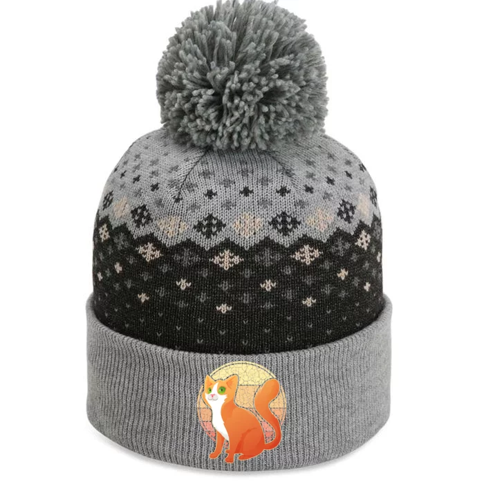 Retro Orange Cat The Baniff Cuffed Pom Beanie