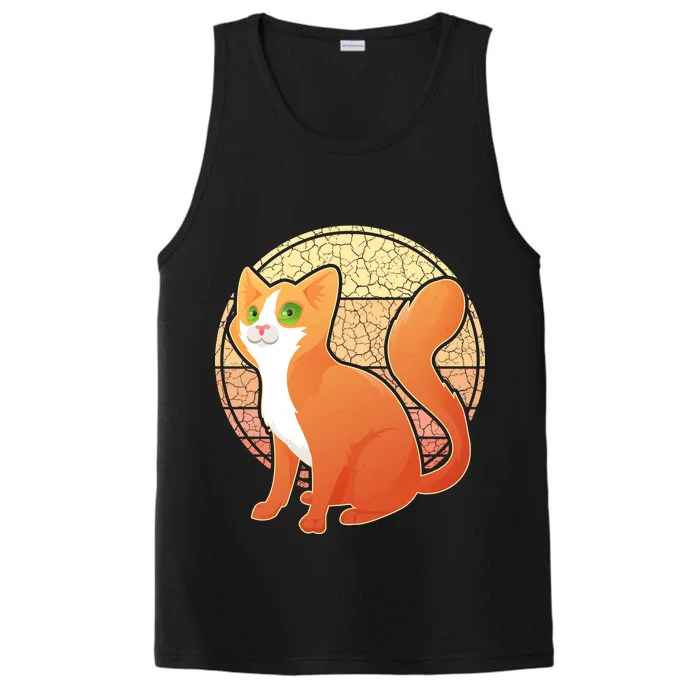 Retro Orange Cat Performance Tank