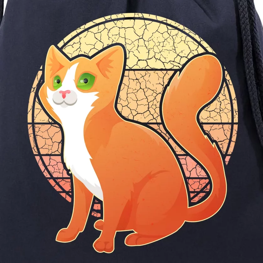 Retro Orange Cat Drawstring Bag