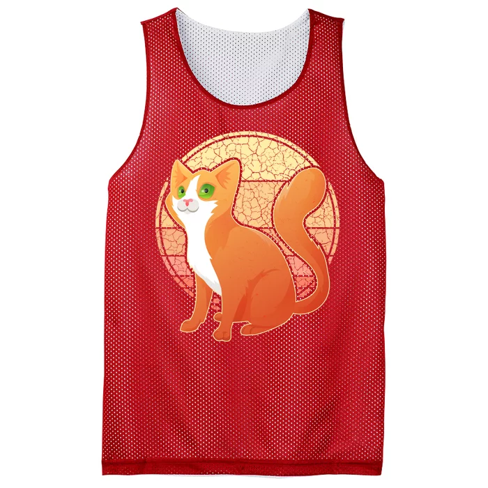 Retro Orange Cat Mesh Reversible Basketball Jersey Tank