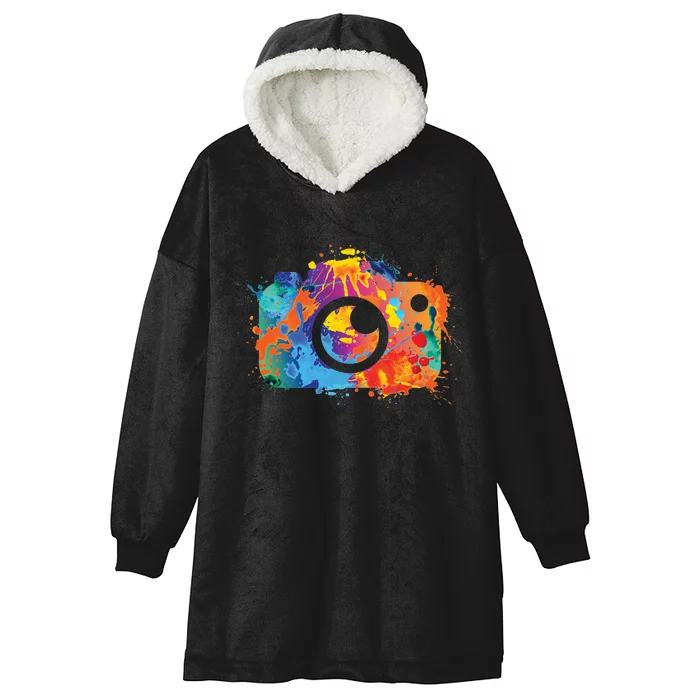 Retro Paint Camera Hooded Wearable Blanket