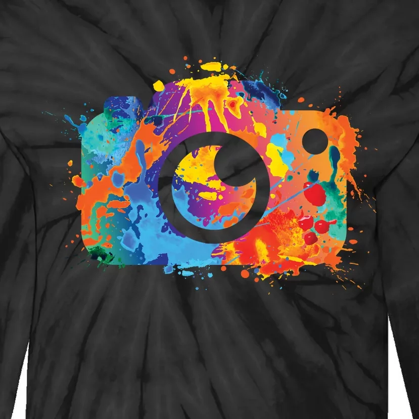 Retro Paint Camera Tie-Dye Long Sleeve Shirt