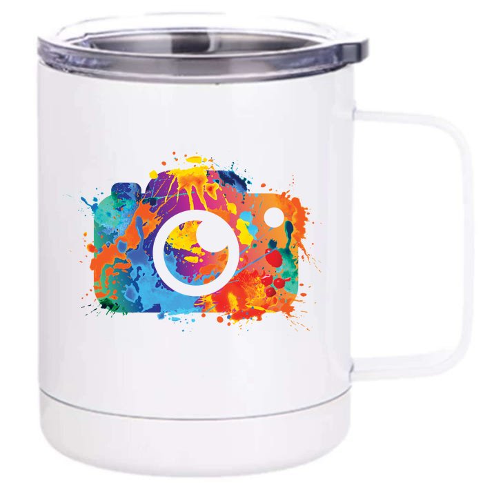 Retro Paint Camera Front & Back 12oz Stainless Steel Tumbler Cup