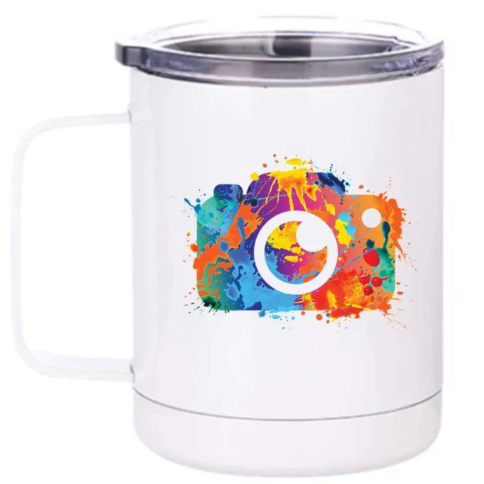 Retro Paint Camera Front & Back 12oz Stainless Steel Tumbler Cup