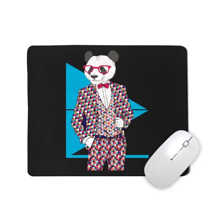 Retro Panda Platted Suit Graphic Mousepad