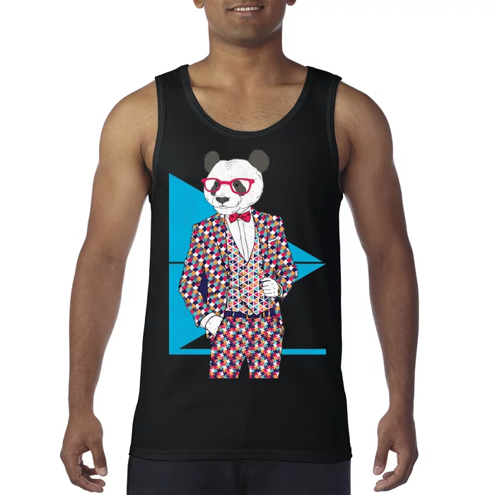 Retro Panda Platted Suit Graphic Tank Top