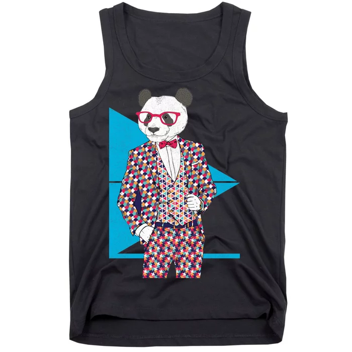 Retro Panda Platted Suit Graphic Tank Top