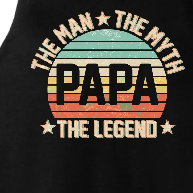 Retro Papa The Man Myth Legend Ladies Tri-Blend Wicking Tank