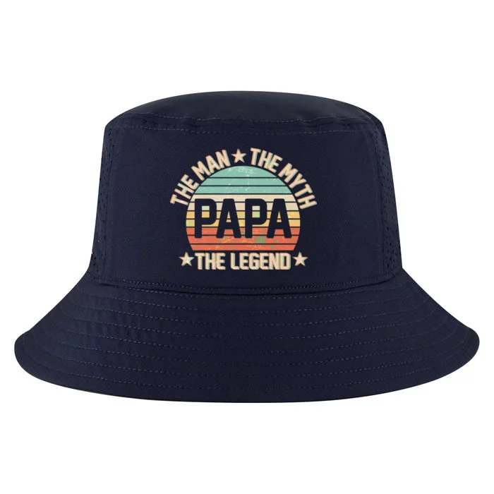 Retro Papa The Man Myth Legend Cool Comfort Performance Bucket Hat