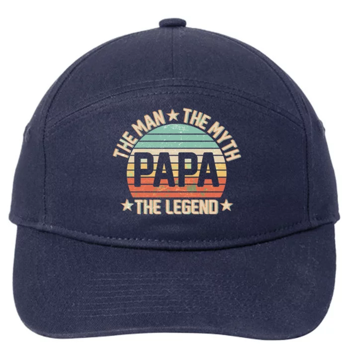 Retro Papa The Man Myth Legend 7-Panel Snapback Hat