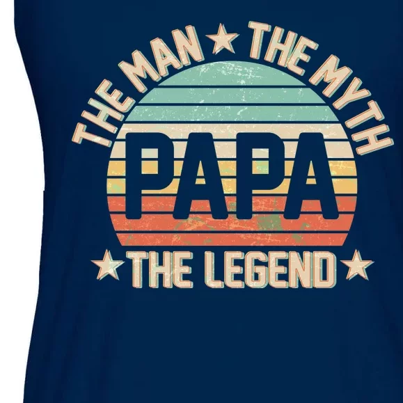 Retro Papa The Man Myth Legend Ladies Essential Flowy Tank