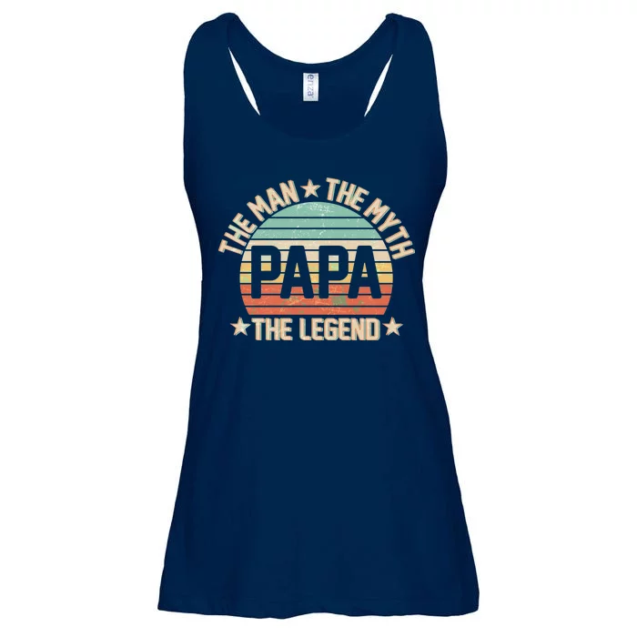 Retro Papa The Man Myth Legend Ladies Essential Flowy Tank