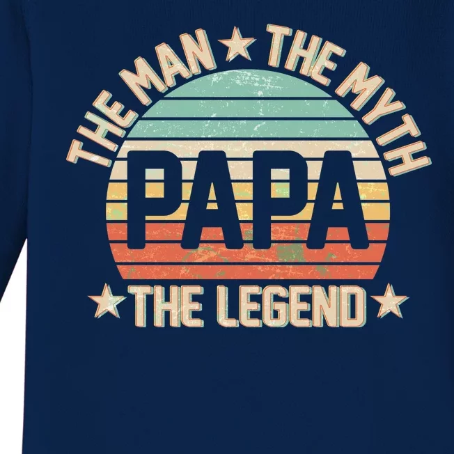 Retro Papa The Man Myth Legend Baby Long Sleeve Bodysuit