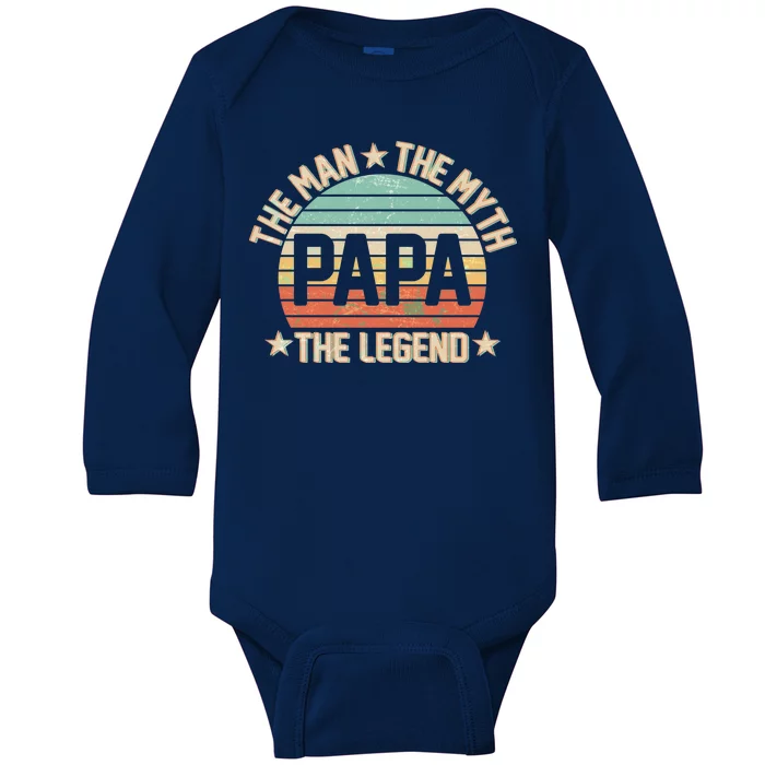 Retro Papa The Man Myth Legend Baby Long Sleeve Bodysuit