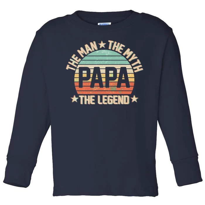 Retro Papa The Man Myth Legend Toddler Long Sleeve Shirt