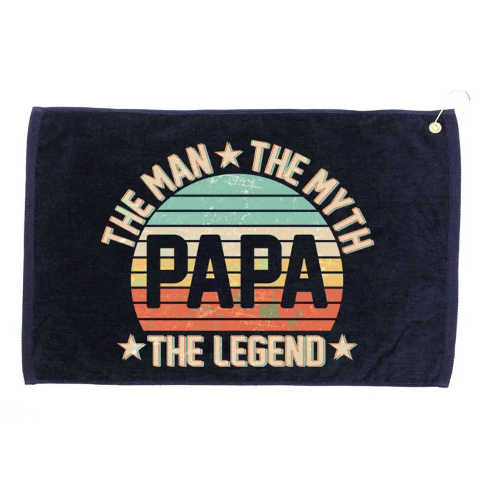 Retro Papa The Man Myth Legend Grommeted Golf Towel