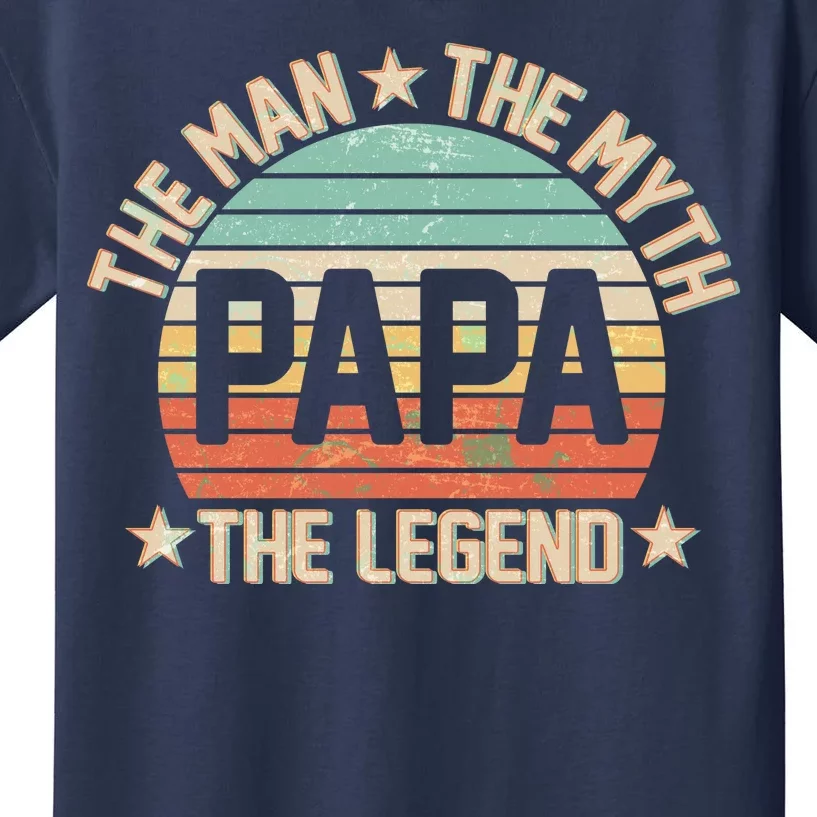 Retro Papa The Man Myth Legend Kids T-Shirt