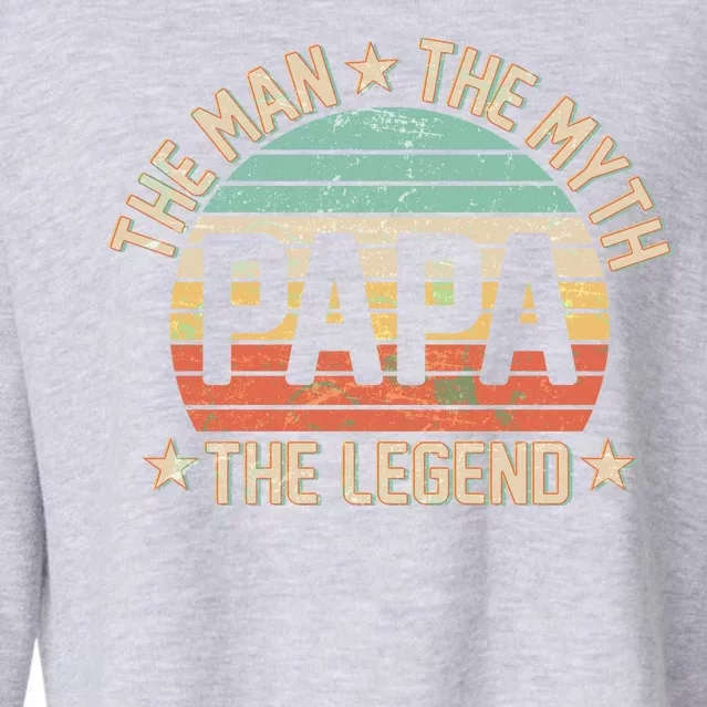 Retro Papa The Man Myth Legend Cropped Pullover Crew