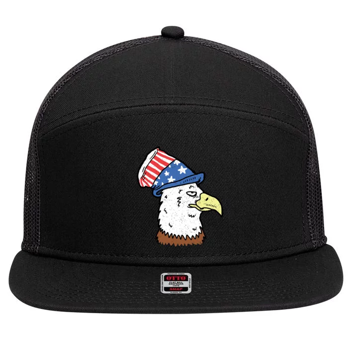 Retro Patriotic Bald Eagle 7 Panel Mesh Trucker Snapback Hat