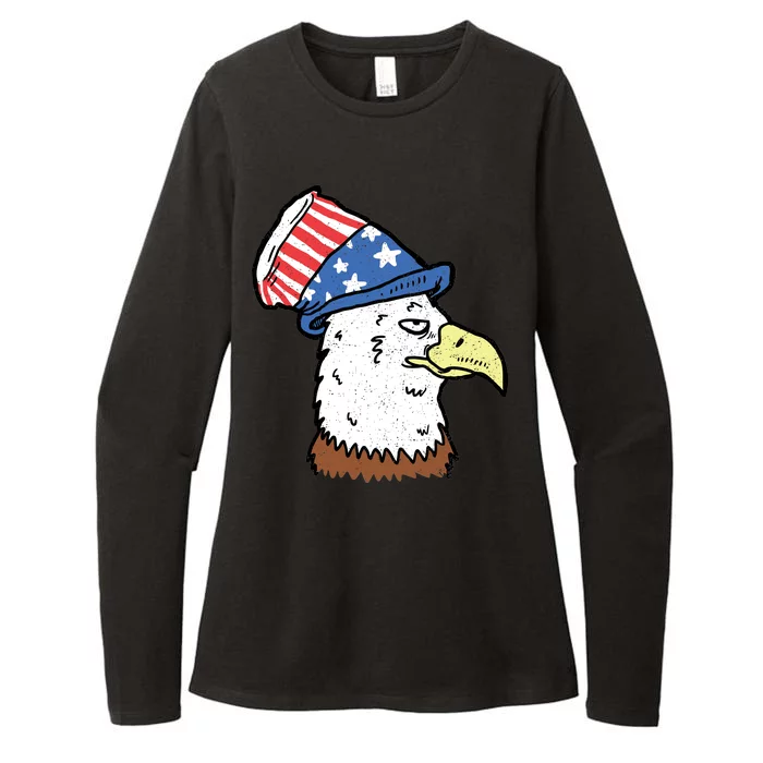 Retro Patriotic Bald Eagle Womens CVC Long Sleeve Shirt