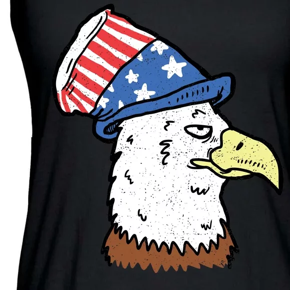 Retro Patriotic Bald Eagle Ladies Essential Flowy Tank