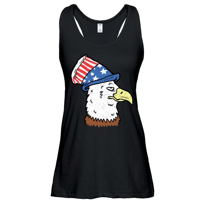 Retro Patriotic Bald Eagle Ladies Essential Flowy Tank