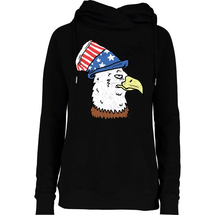 Retro Patriotic Bald Eagle Womens Funnel Neck Pullover Hood