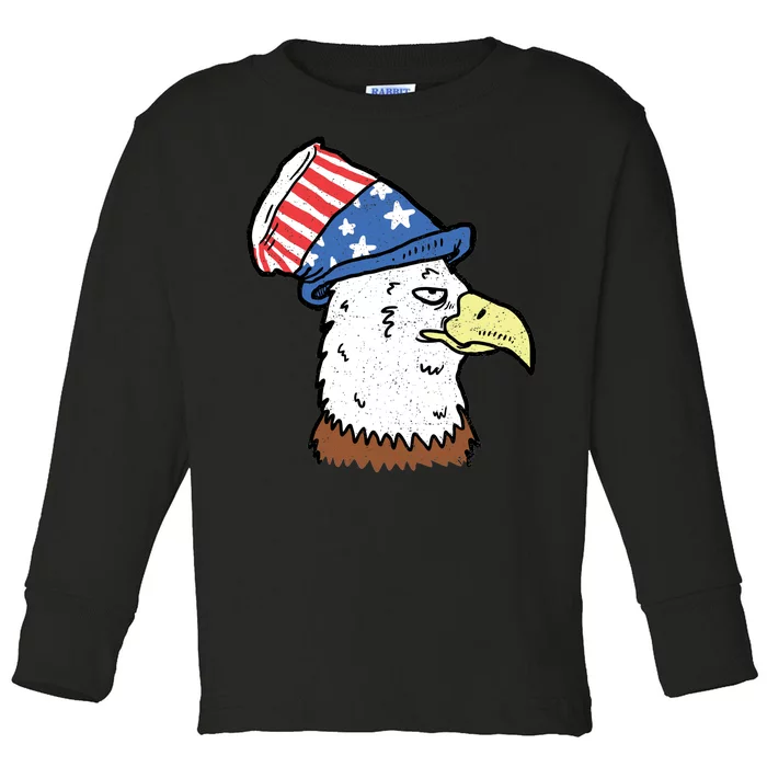 Retro Patriotic Bald Eagle Toddler Long Sleeve Shirt